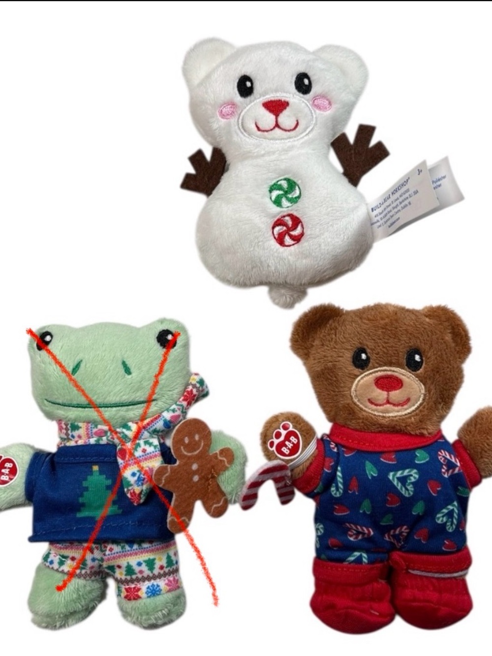 Build-A-Bear Mini Plush Toys Frog Snowman Bear from an Advent Calendar Lot of 2